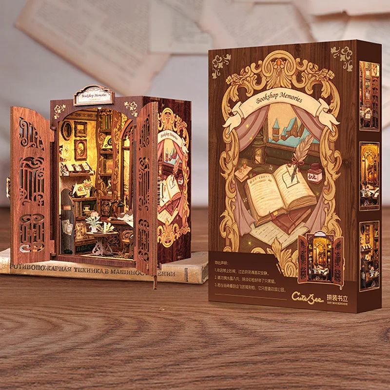 Bricolage Mini Maison De Poupée En Bois Avec Meubles Maison De Poupée Légère Casa Miniature Librairie Souvenirs Pour Jouets Cadeaux D'Anniversaire