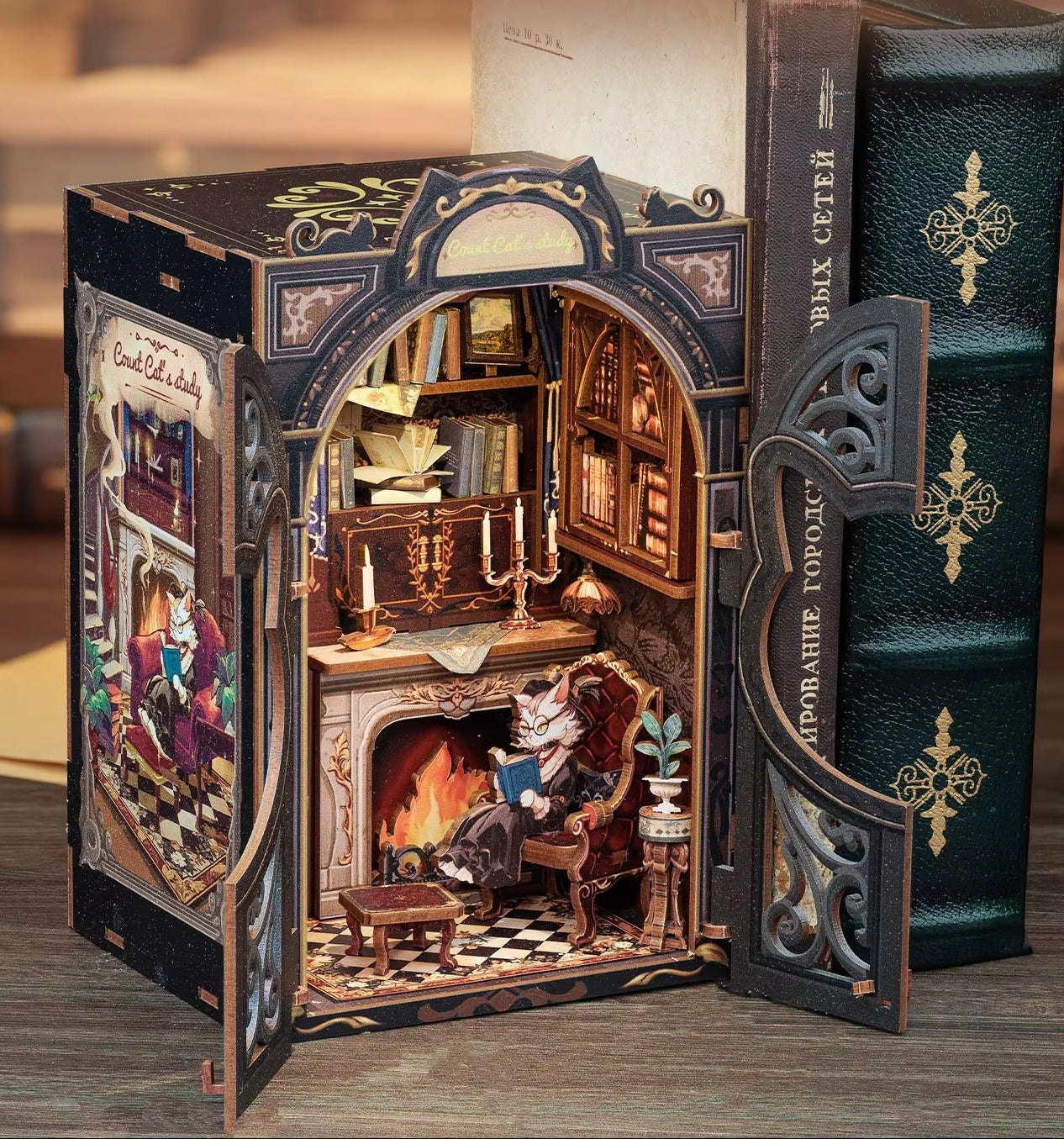 – Coin De Livre, Bricolage, Maison De Poupée En Bois, Série De Librairie, Assemblage Facile, Kits De Construction De Maquettes, Cadeaux D'Anniversaire Pour Adultes Et Adolescents