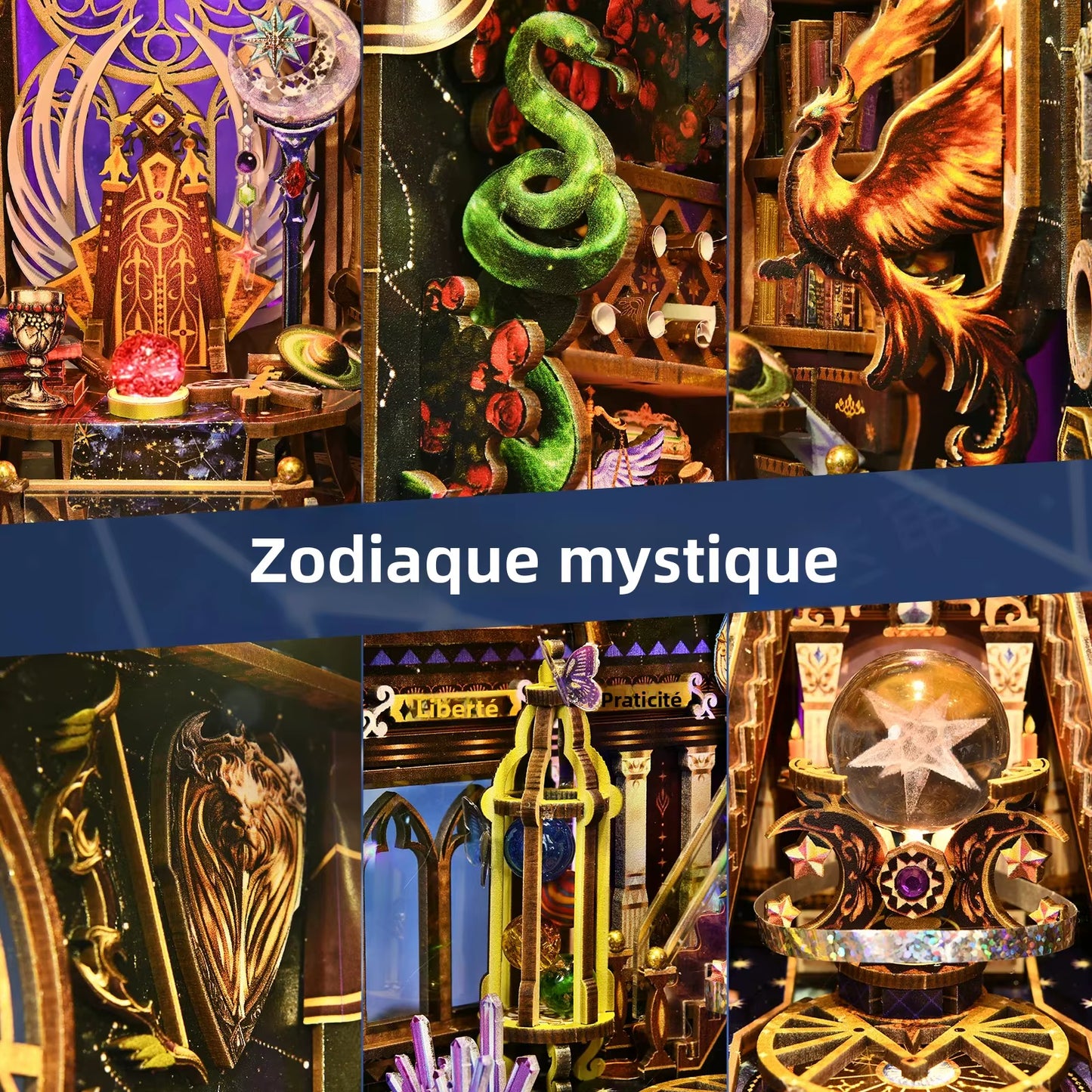Kit De Coin Livre Douze Constellations 3D, Puzzle En Bois, Bibliothèque Faite À La Main, Modèle De Maison De Poupée, Serre-Livres, Décoration De La Maison