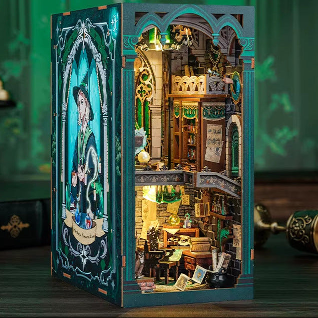CUTEBEE – Coin Livre Pour Bibliothèque, Maison De Poupée Miniature, Puzzle 3D En Bois Pour Chambre À Coucher, Décoration De Serre-Livres Avec Veilleuse LED