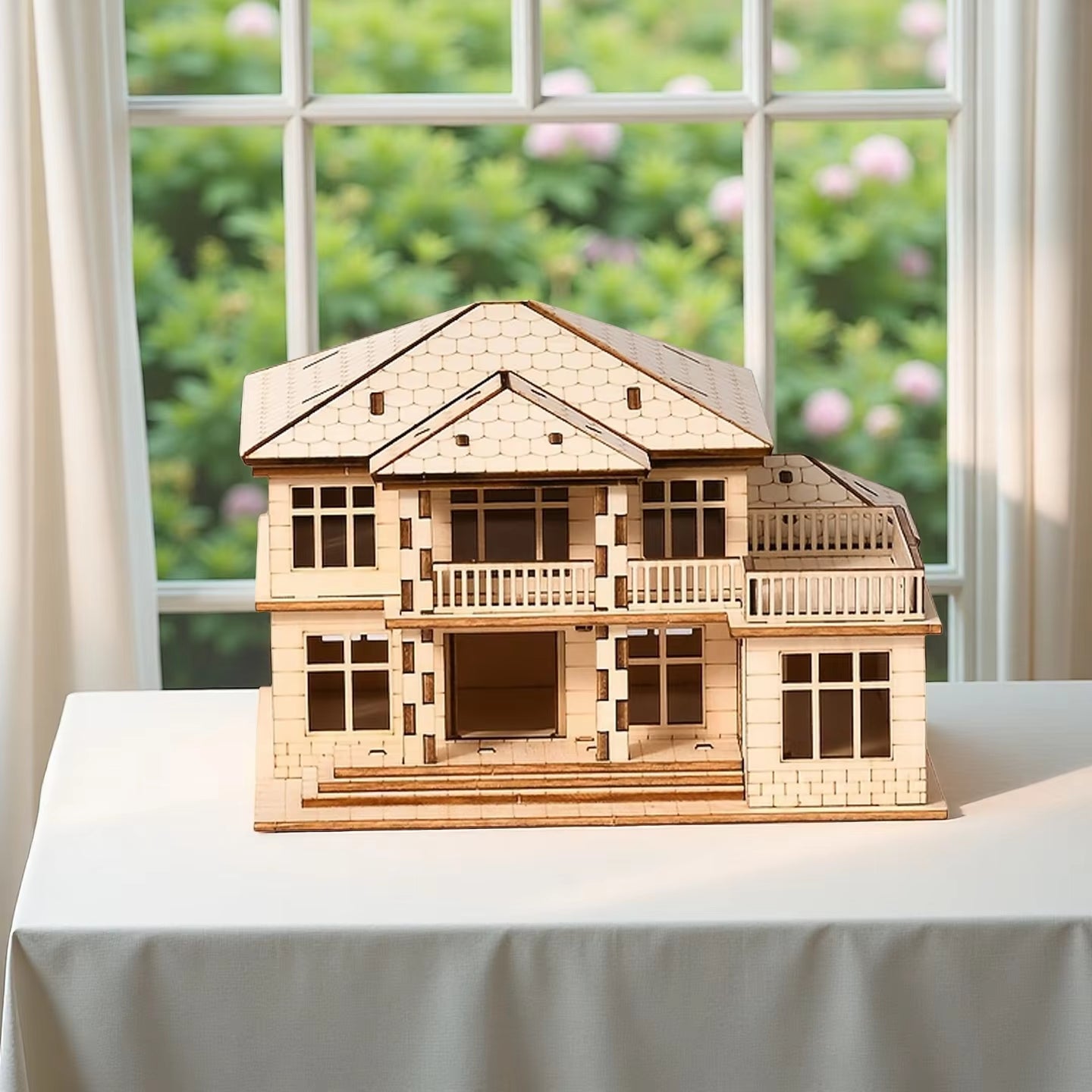 3D Villa Jigsaw Puzzle Two-Story Modern Villa Wooden Model Kit, Birthday Holiday Gift, 3D Wooden Jigsaw Puzzle