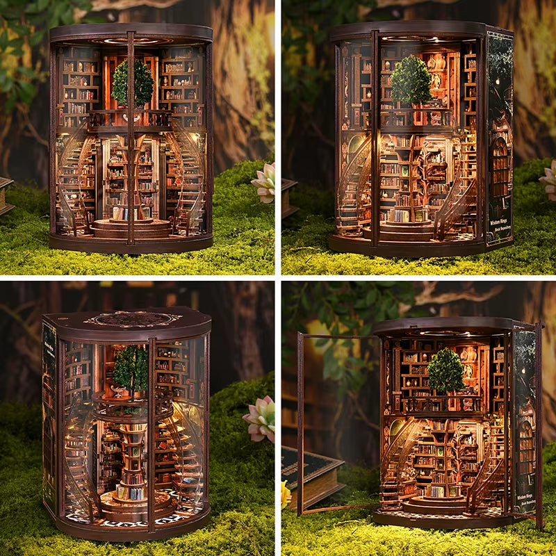 Niche De Livre 3D «Anneau De Sagesse», Modèle D'Assemblage De Maison Miniature À Monter Soi-Même, Support De Livre Diorama À Micro-Échelle, Cadeau Créatif