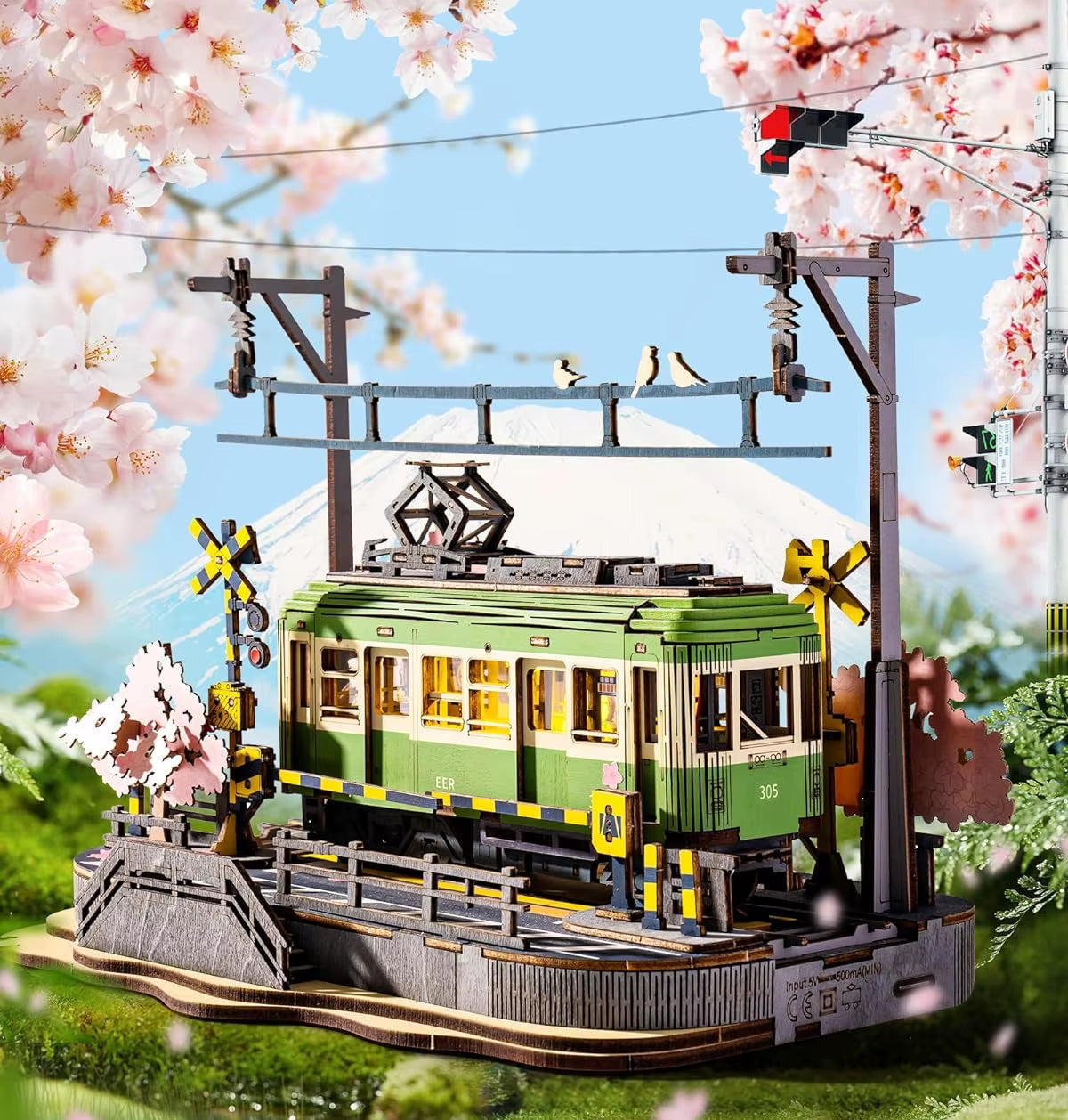 Sakura Voyage Tram 3D Puzzles En Bois Modèle Voiture Kits Ensemble De Construction Cadeau Créatif STEM Jouet Pour Filles Garçons 223 Pièces