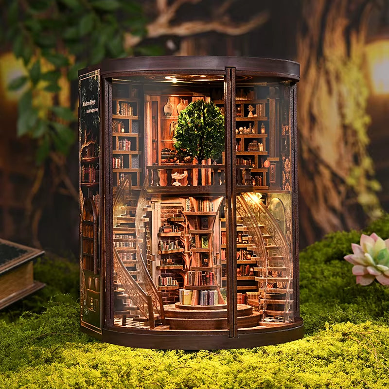 Niche De Livre 3D «Anneau De Sagesse», Modèle D'Assemblage De Maison Miniature À Monter Soi-Même, Support De Livre Diorama À Micro-Échelle, Cadeau Créatif