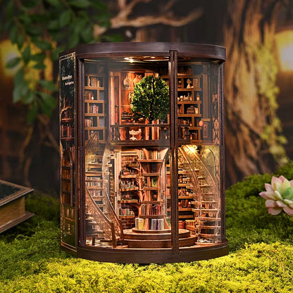 Niche De Livre 3D «Anneau De Sagesse», Modèle D'Assemblage De Maison Miniature À Monter Soi-Même, Support De Livre Diorama À Micro-Échelle, Cadeau Créatif