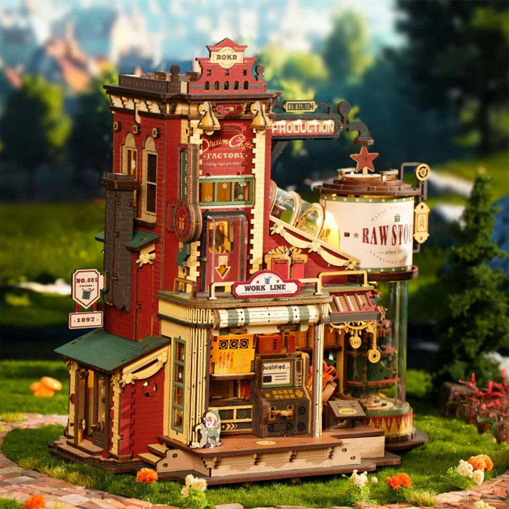 Rokr Dream Gift Factory 3D Wooden Puzzles Wooden Music Box Christmas Wooden Model Kits Build Best Gifts for Kids Adults