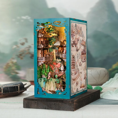 – Coin De Livre Antique, Kit De Maison De Poupée De Style Chinois Avec Lumière Tactile, Couverture Anti-Poussière, Puzzle 3D, Jouet, Idées Cadeaux, La Vie De Su Dongpo