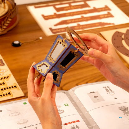 Carrousel Boîte À Musique Puzzle En Bois 3D Avec Lumières LED Modèle D'Équipement Kits D'Artisanat De Construction Cadeaux De Noël Pour Adulte