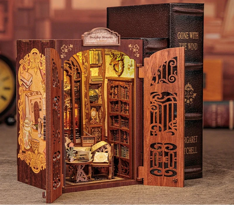 Bricolage Mini Maison De Poupée En Bois Avec Meubles Maison De Poupée Légère Casa Miniature Librairie Souvenirs Pour Jouets Cadeaux D'Anniversaire