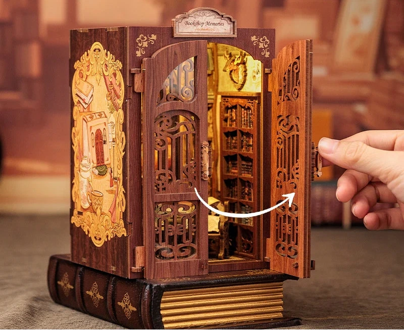 Bricolage Mini Maison De Poupée En Bois Avec Meubles Maison De Poupée Légère Casa Miniature Librairie Souvenirs Pour Jouets Cadeaux D'Anniversaire