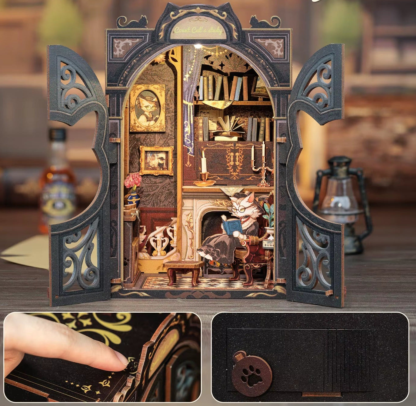– Coin De Livre, Bricolage, Maison De Poupée En Bois, Série De Librairie, Assemblage Facile, Kits De Construction De Maquettes, Cadeaux D'Anniversaire Pour Adultes Et Adolescents