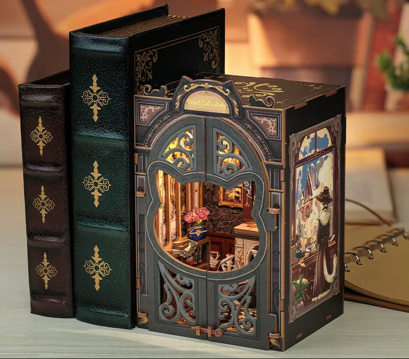 – Coin De Livre, Bricolage, Maison De Poupée En Bois, Série De Librairie, Assemblage Facile, Kits De Construction De Maquettes, Cadeaux D'Anniversaire Pour Adultes Et Adolescents