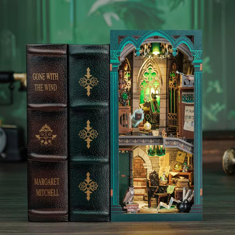 CUTEBEE – Coin Livre Pour Bibliothèque, Maison De Poupée Miniature, Puzzle 3D En Bois Pour Chambre À Coucher, Décoration De Serre-Livres Avec Veilleuse LED