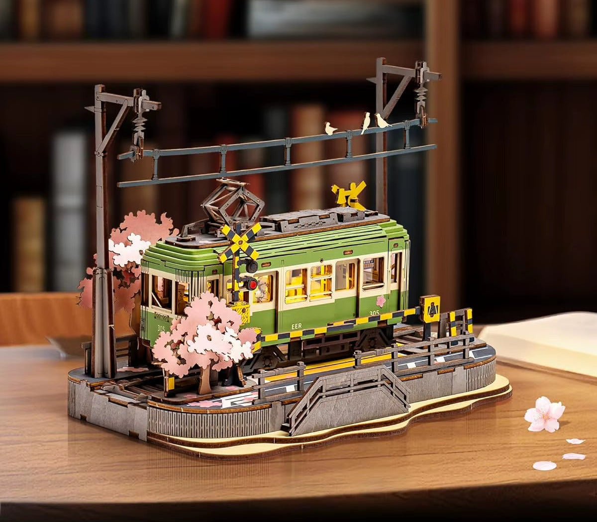 Sakura Voyage Tram 3D Puzzles En Bois Modèle Voiture Kits Ensemble De Construction Cadeau Créatif STEM Jouet Pour Filles Garçons 223 Pièces