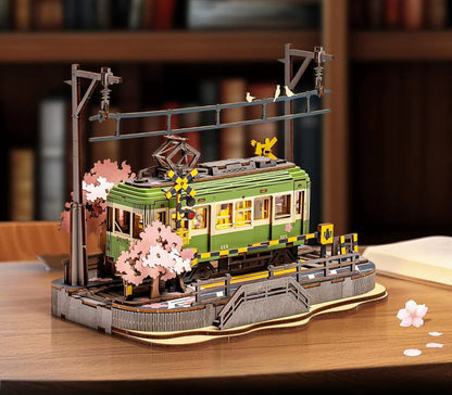 Sakura Voyage Tram 3D Puzzles En Bois Modèle Voiture Kits Ensemble De Construction Cadeau Créatif STEM Jouet Pour Filles Garçons 223 Pièces