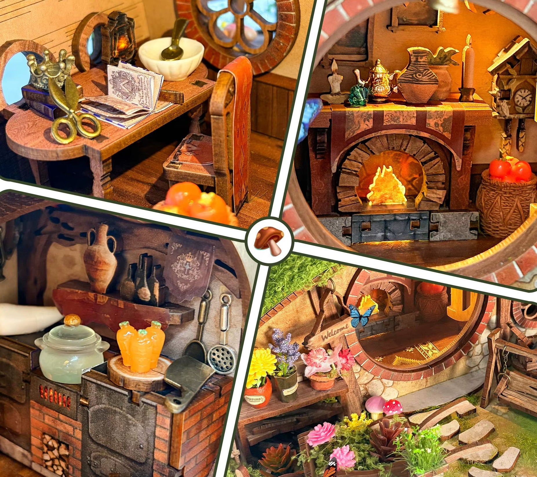 Nouveau Bricolage Anneau Magique En Bois Casa Maisons De Poupée Kits De Modèles Miniatures Maison De Poupée Faite À La Main Avec Meubles Pour Amis Cadeaux D'Anniversaire